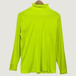 Medalist‎ Turtleneck Top L Neon Yellow Vintage 80s 90s Retro Neon Streetwear